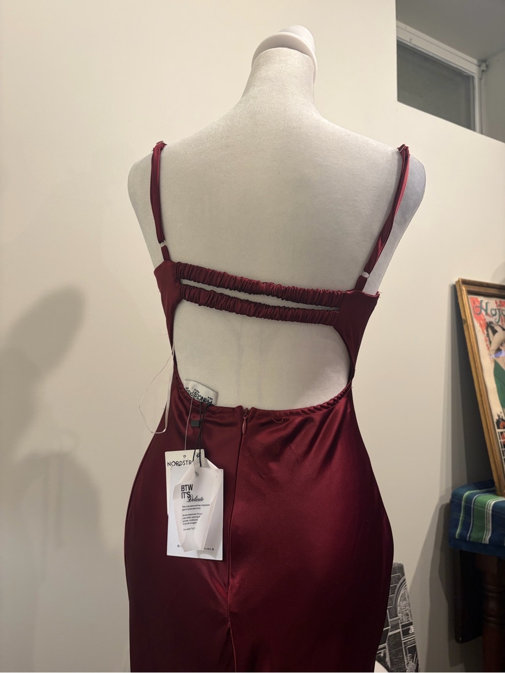 Princess Polly Satin Lace Slip Dress - Burgundy - Picture 4 of 5